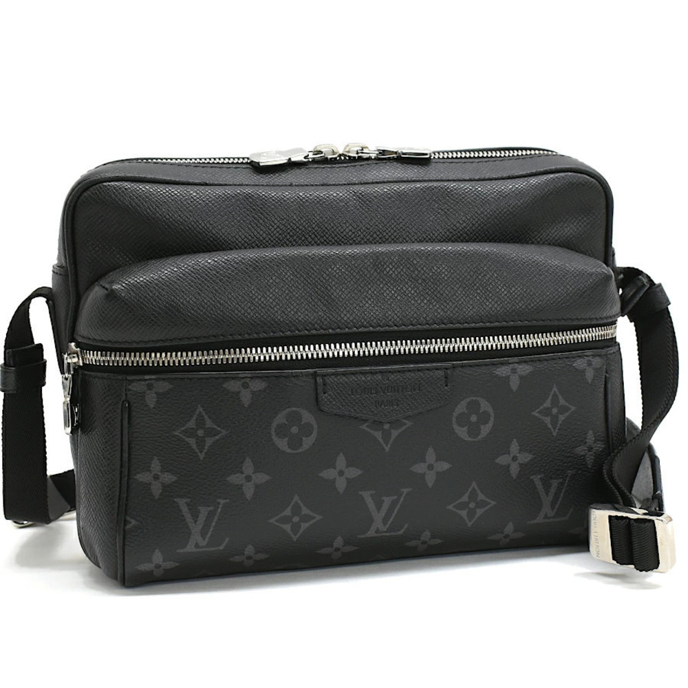Louis Vuitton Outdoor Messenger Crossbody Bag Taigarama Canvas Leather Black